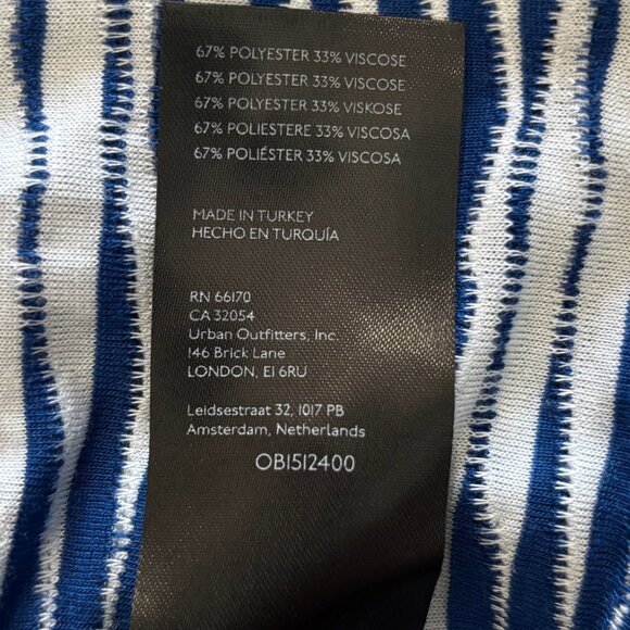 Maeve by Anthropologie Blue and White Striped Textured Top Puff Sleeves Size XL - Picture 5 of 5